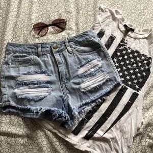 Distressed Forever 21 Denim Shorts